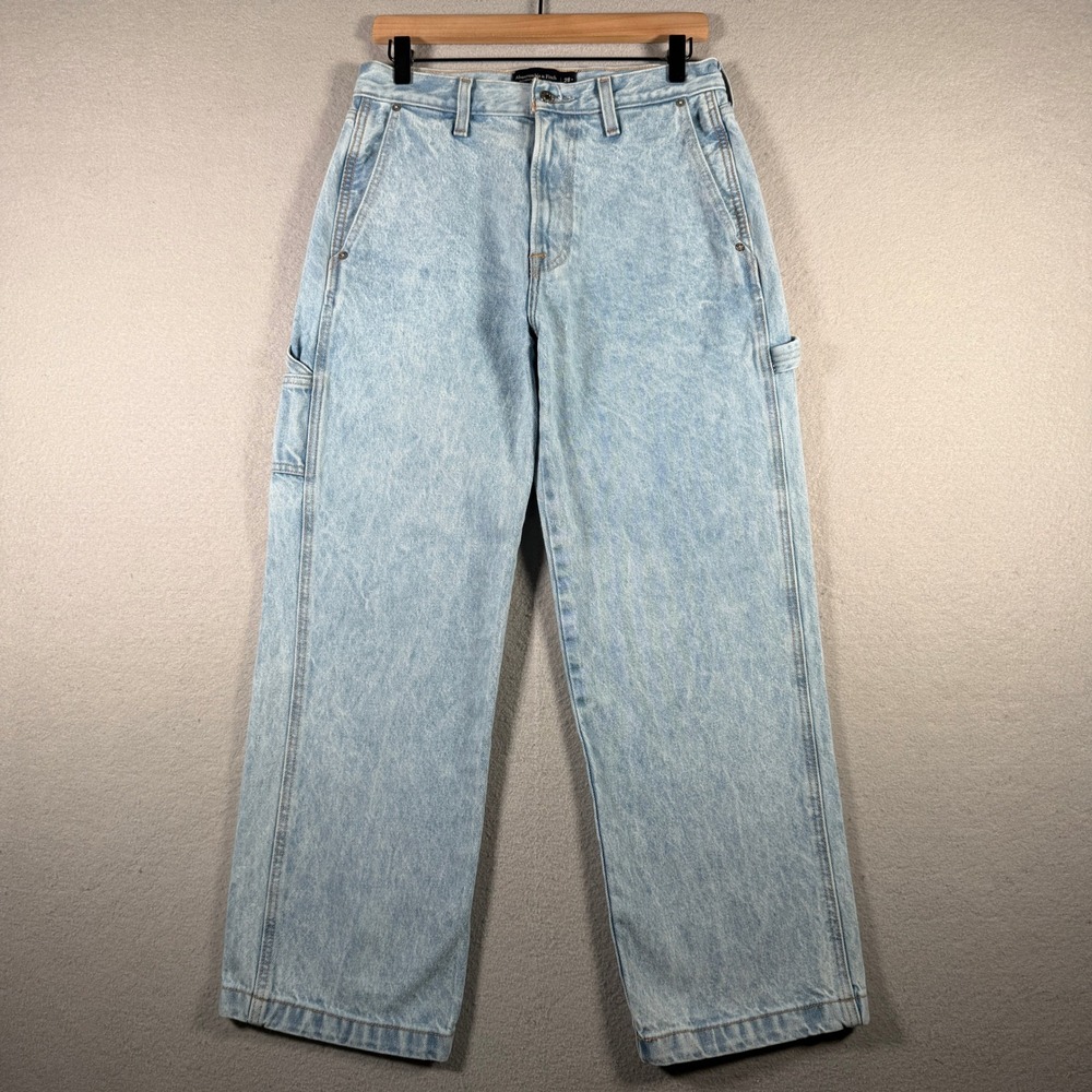 Abercrombie & Fitch Baggy Carpenter Jeans Light Wash Blue Denim 28x30 131D0245